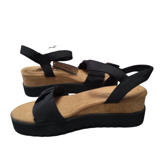 Toms Women's Size 11 Diana Black Woven Ruched Stretch Sandals Wedge Platform NEW - Picture 5 of 6